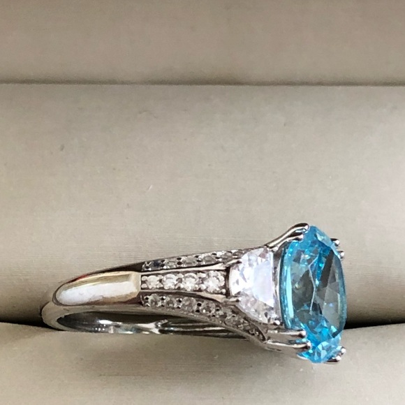 NWOT Sterling Silver Lab Created Blue Topaz & Cubic Zirconia - Picture 7 of 7